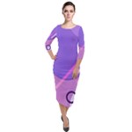 Hand Drawn Abstract Organic Shapes Background Quarter Sleeve Midi Velour Bodycon Dress