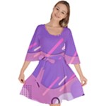 Hand Drawn Abstract Organic Shapes Background Velour Kimono Dress