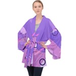 Hand Drawn Abstract Organic Shapes Background Long Sleeve Velvet Kimono 