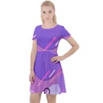 Hand Drawn Abstract Organic Shapes Background Cap Sleeve Velour Dress 