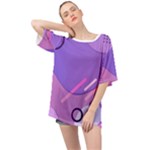 Hand Drawn Abstract Organic Shapes Background Oversized Chiffon Top