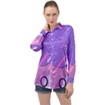 Hand Drawn Abstract Organic Shapes Background Long Sleeve Satin Shirt
