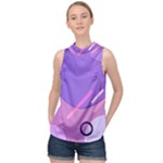 Hand Drawn Abstract Organic Shapes Background High Neck Satin Top