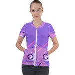 Hand Drawn Abstract Organic Shapes Background Short Sleeve Zip Up Jacket