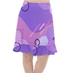 Hand Drawn Abstract Organic Shapes Background Fishtail Chiffon Skirt