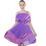 Hand Drawn Abstract Organic Shapes Background Cut Out Shoulders Chiffon Dress