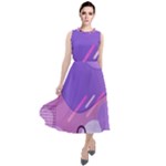 Hand Drawn Abstract Organic Shapes Background Round Neck Boho Dress
