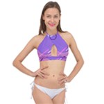 Hand Drawn Abstract Organic Shapes Background Cross Front Halter Bikini Top