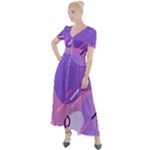 Hand Drawn Abstract Organic Shapes Background Button Up Short Sleeve Maxi Dress