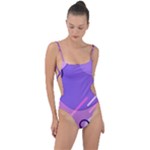 Hand Drawn Abstract Organic Shapes Background Tie Strap One Piece Swimsuit