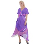 Hand Drawn Abstract Organic Shapes Background Cross Front Sharkbite Hem Maxi Dress