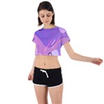 Hand Drawn Abstract Organic Shapes Background Tie Back Short Sleeve Crop T-Shirt