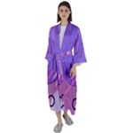 Hand Drawn Abstract Organic Shapes Background Maxi Satin Kimono