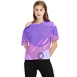 Hand Drawn Abstract Organic Shapes Background One Shoulder Cut Out T-Shirt