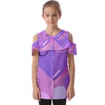Hand Drawn Abstract Organic Shapes Background Fold Over Open Sleeve Top