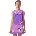 Hand Drawn Abstract Organic Shapes Background Kids  Pilgrim Collar Ruffle Hem Dress