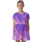 Hand Drawn Abstract Organic Shapes Background Kids  Short Sleeve Pinafore Style Dress