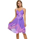 Hand Drawn Abstract Organic Shapes Background Sleeveless Tie Front Chiffon Dress