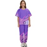 Hand Drawn Abstract Organic Shapes Background Kids  T-Shirt and Pants Sports Set