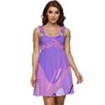 Hand Drawn Abstract Organic Shapes Background Ruffle Strap Babydoll Chiffon Dress