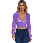 Hand Drawn Abstract Organic Shapes Background Long Sleeve Deep-V Velour Top
