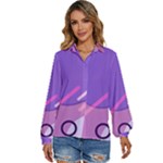 Hand Drawn Abstract Organic Shapes Background Women s Long Sleeve Button Up Shirt