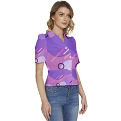 Puffed Short Sleeve Button Up Jacket 