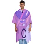 Hand Drawn Abstract Organic Shapes Background Men s Hooded Rain Ponchos