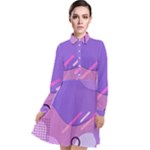 Colorful Labstract Wallpaper Theme Long Sleeve Chiffon Shirt Dress