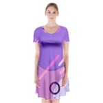 Colorful Labstract Wallpaper Theme Short Sleeve V-neck Flare Dress