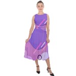 Colorful Labstract Wallpaper Theme Midi Tie-Back Chiffon Dress