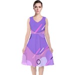 Colorful Labstract Wallpaper Theme V-Neck Midi Sleeveless Dress 