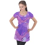 Colorful Labstract Wallpaper Theme Puff Sleeve Tunic Top