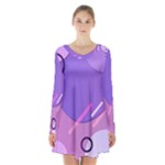Colorful Labstract Wallpaper Theme Long Sleeve Velvet V-neck Dress