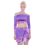 Colorful Labstract Wallpaper Theme Off Shoulder Top with Mini Skirt Set