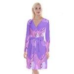 Colorful Labstract Wallpaper Theme Long Sleeve Velvet Front Wrap Dress