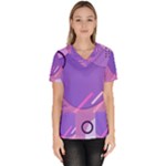 Colorful Labstract Wallpaper Theme Women s V-Neck Scrub Top
