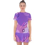 Colorful Labstract Wallpaper Theme Drop Hem Mini Chiffon Dress