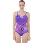 Colorful Labstract Wallpaper Theme Cut Out Top Tankini Set
