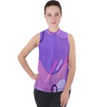 Colorful Labstract Wallpaper Theme Mock Neck Chiffon Sleeveless Top