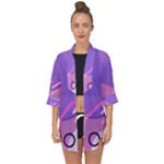 Colorful Labstract Wallpaper Theme Open Front Chiffon Kimono