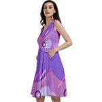 Colorful Labstract Wallpaper Theme Sleeveless V-Neck Skater Dress with Pockets