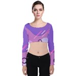 Colorful Labstract Wallpaper Theme Velvet Long Sleeve Crop Top