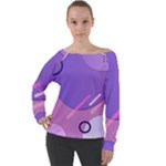 Colorful Labstract Wallpaper Theme Off Shoulder Long Sleeve Velour Top