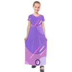 Colorful Labstract Wallpaper Theme Kids  Short Sleeve Maxi Dress