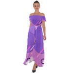 Colorful Labstract Wallpaper Theme Off Shoulder Open Front Chiffon Dress