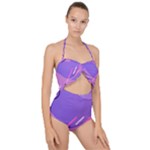 Colorful Labstract Wallpaper Theme Scallop Top Cut Out Swimsuit