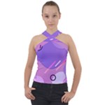 Colorful Labstract Wallpaper Theme Cross Neck Velour Top