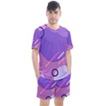 Colorful Labstract Wallpaper Theme Men s Mesh T-Shirt and Shorts Set
