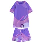 Colorful Labstract Wallpaper Theme Kids  Swim T-Shirt and Shorts Set